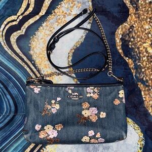 Coach Denim Floral Crossbody Bag